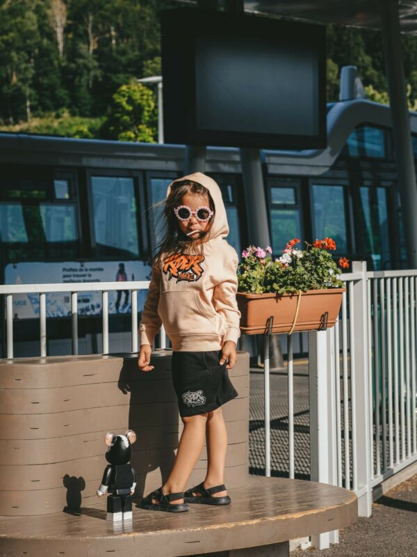 Rider Music Sweat Kids Unisexe Kids Fraiche Pêche Logo Orange