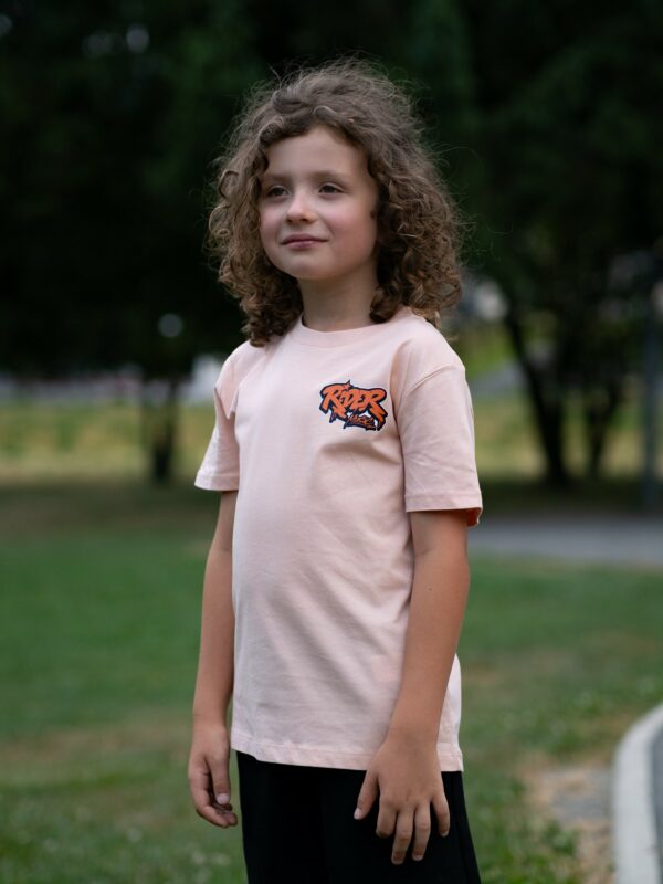 Rider Music Tee Shirt Kids Unisexe Fraiche Pêche Kids Logo Orange
