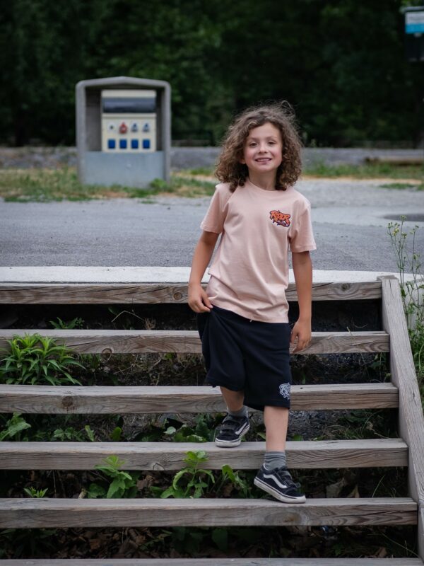 Rider Music Tee Shirt Kids Unisexe Fraiche Pêche Kids Logo Orange