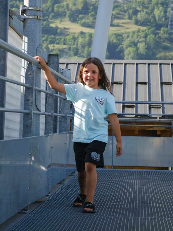 Rider Music Tee Shirt Kids Unisexe Caribean Blue Logo Blanc