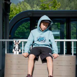 Rider Music Sweat Kids Teal Monstera Logo Vert/Bleu