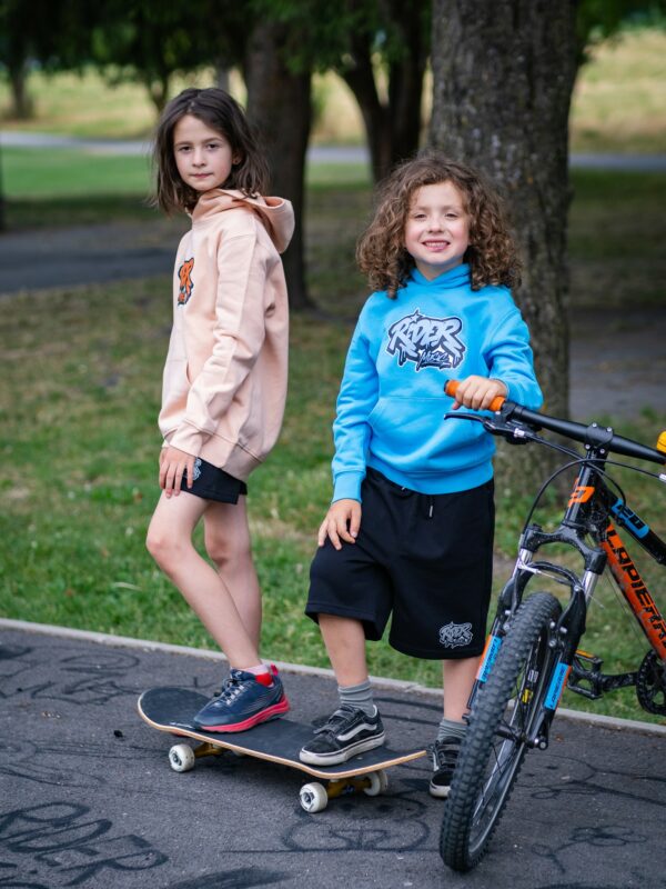 Rider Music Sweat Unisexe Kids Aqua Blue Logo Bleu