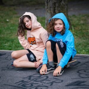 Rider Music Sweat Unisexe Kids Aqua Blue Logo Bleu