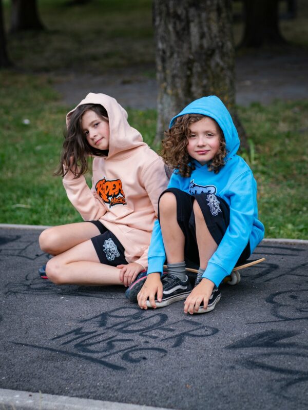 Rider Music Sweat Unisexe Kids Aqua Blue Logo Bleu