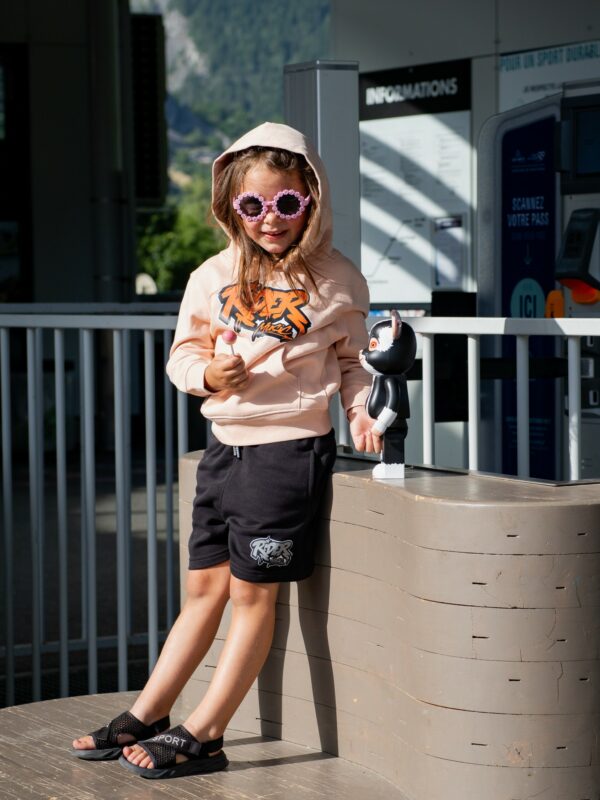 Rider Music Sweat Kids Unisexe Kids Fraiche Pêche Logo Orange