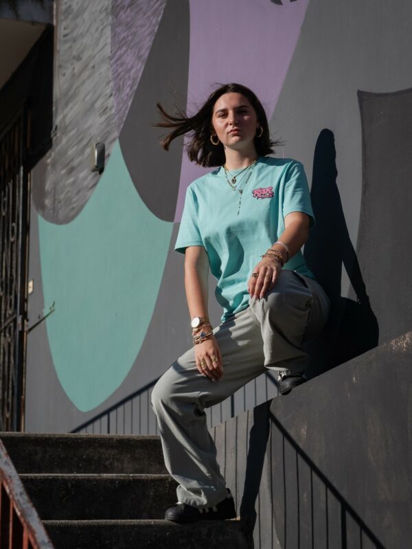 Rider Music Tee Shirt Unisexe Pool Blue Logo Rose