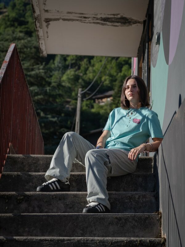 Rider Music Tee Shirt Unisexe Pool Blue Logo Rose