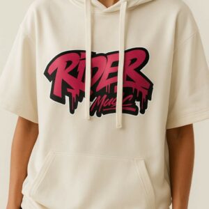 Rider Music Sweat Shirt Unisexe Ivory Logo Fuchsia