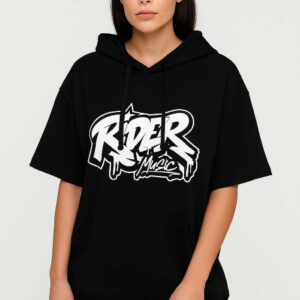 Rider Music Sweat Shirt Unisexe Noir Logo Blanc