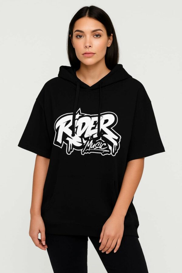 Rider Music Sweat Shirt Unisexe Noir Logo Blanc