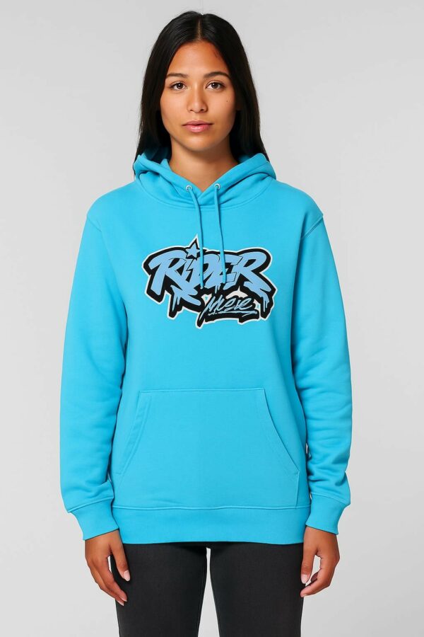 Rider Music Sweat Unisexe Aqua Blue Logo Bleu