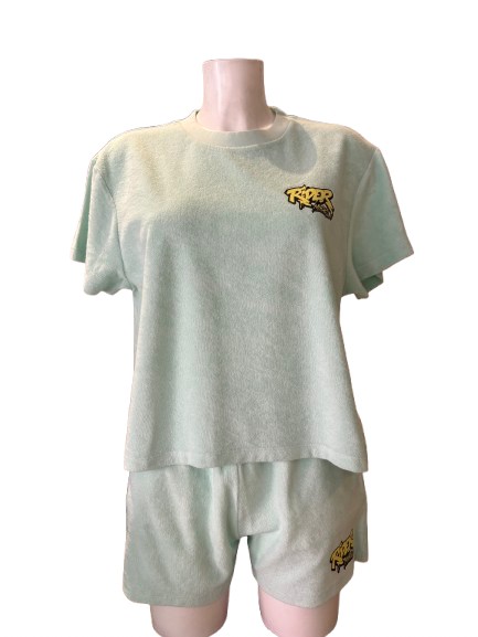 Rider Music Ensemble Éponge Femme Tee Shirt & Short Brook Green Logo Jaune