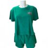Rider Music Ensemble Éponge Femme Tee Shirt & Short Malachite Green Logo Gris