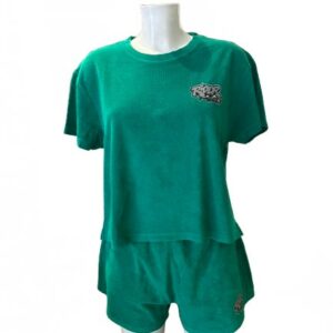Rider Music Ensemble Éponge Femme Tee Shirt & Short Malachite Green Logo Gris