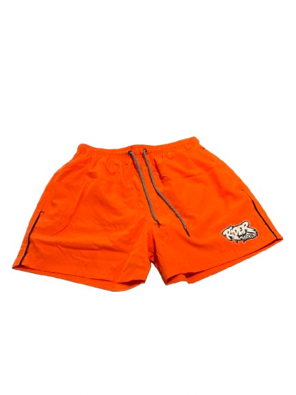 Rider Music Short de Bain Homme Bermellion Orange Logo Blanc