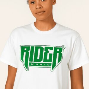 Rider Music Tee Shirt Blanc Unisexe Logo Vert