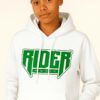 Rider Music Sweat Blanc Unisexe Logo Vert