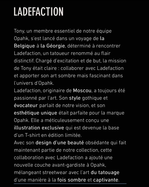 Opahk x Ladefaction Tee Shirt Mon Nom est la Mort