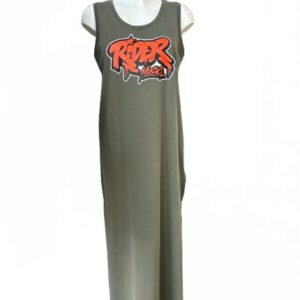 Rider Music Robe Longue Khaki Logo Orange