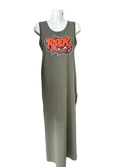 Rider Music Robe Longue Khaki Logo Orange